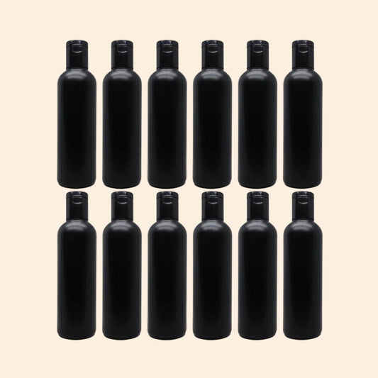 Empty Black HDPE Bottle with Disc Flip Top Cap 200ml