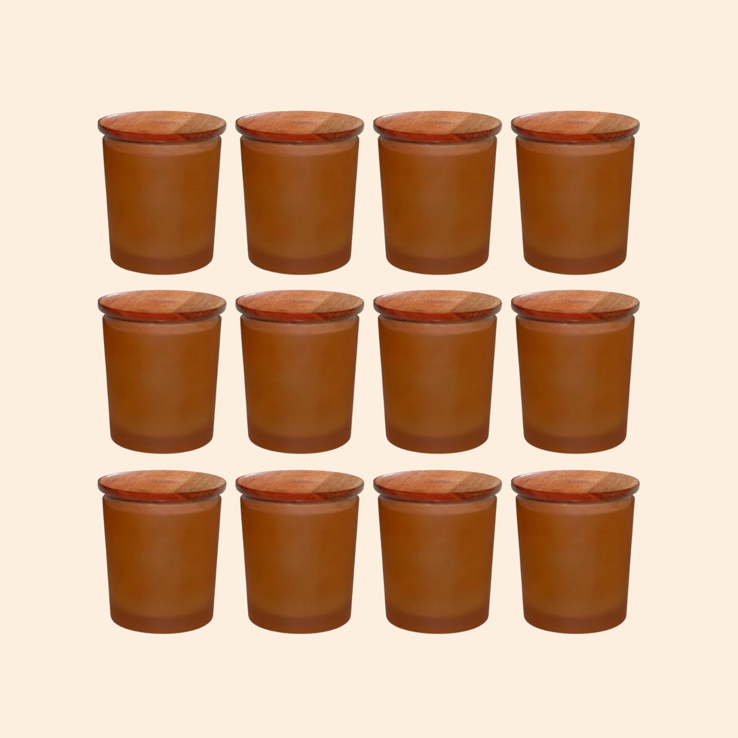 Amber Frosted Glass Jar with Lid
