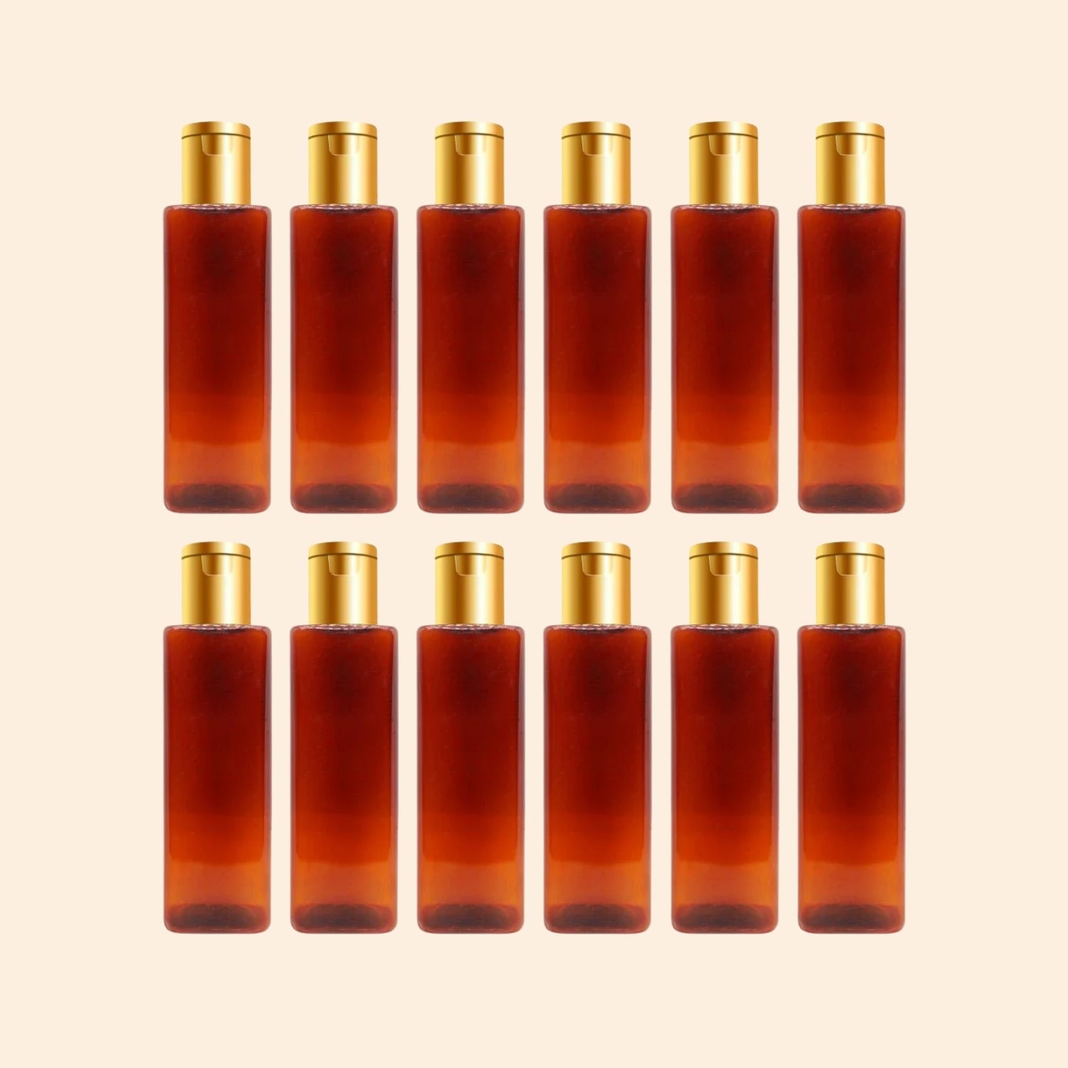 Empty Amber Square PET Bottle with Disc Flip Cap