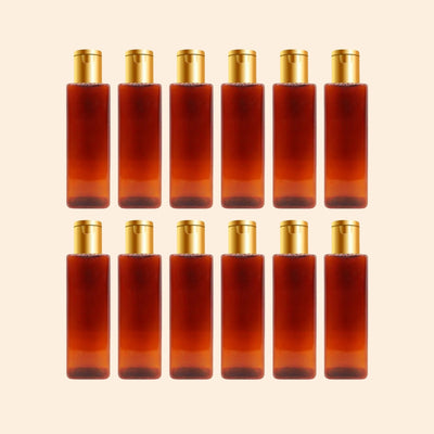 Empty Amber Square PET Bottle with Disc Flip Cap