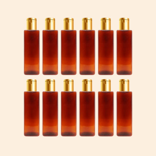 Empty Amber Square PET Bottle with Disc Flip Cap