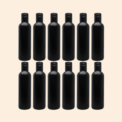 Empty Black HDPE Bottle with Disc Flip Top Cap 200ml