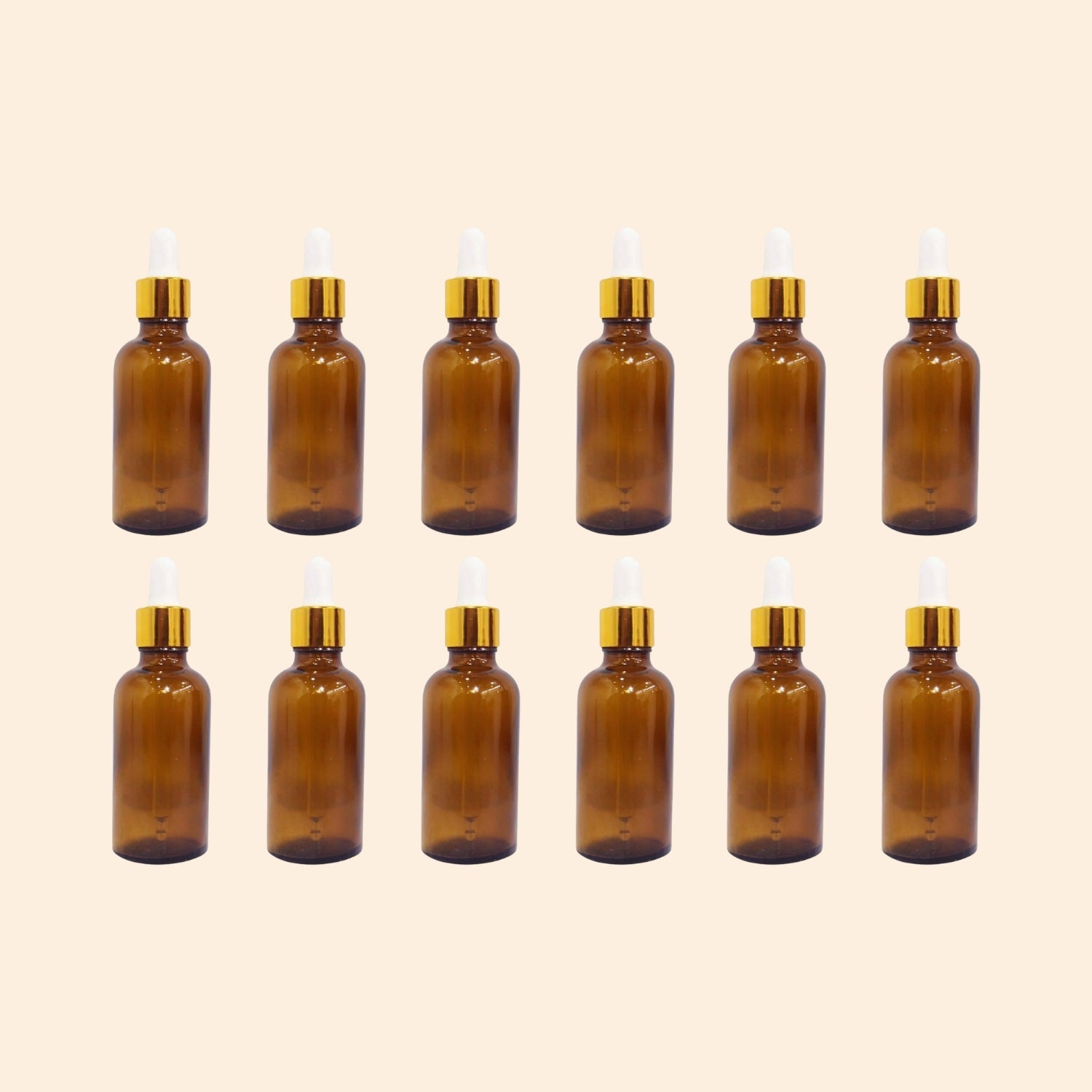 Amber bottle with golden dropper