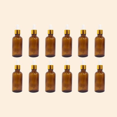 Amber bottle with golden dropper
