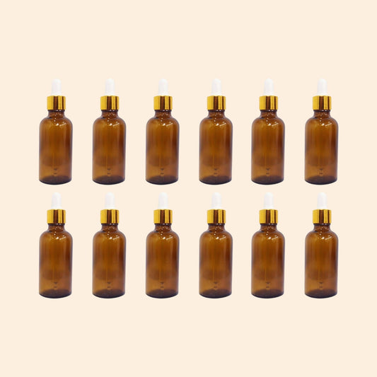 Amber bottle with golden dropper