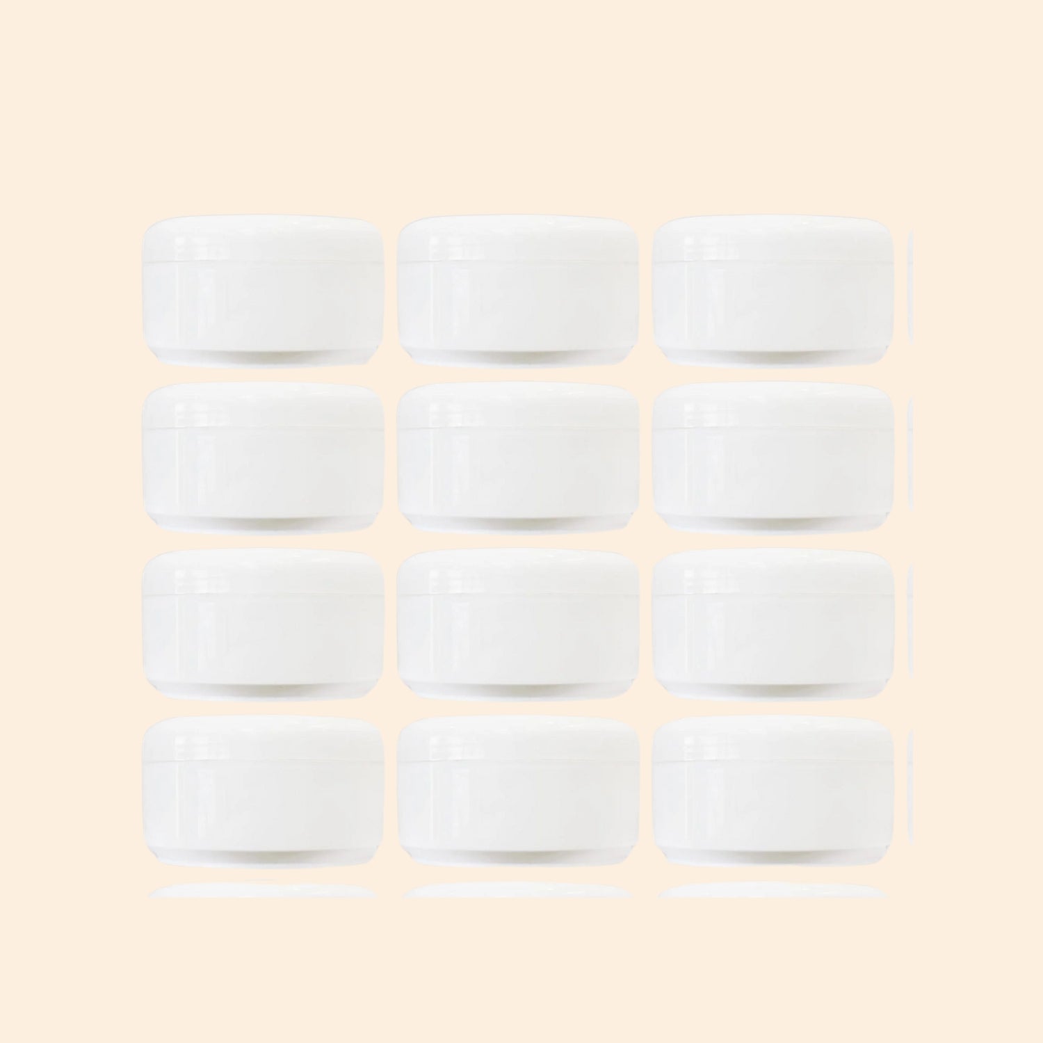 Clear cosmetic jars with silver lids