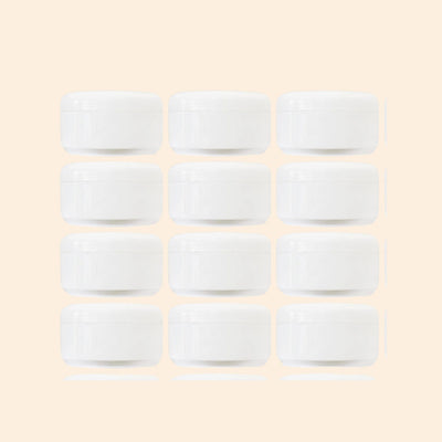 Clear cosmetic jars with silver lids