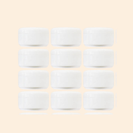 Clear cosmetic jars with silver lids