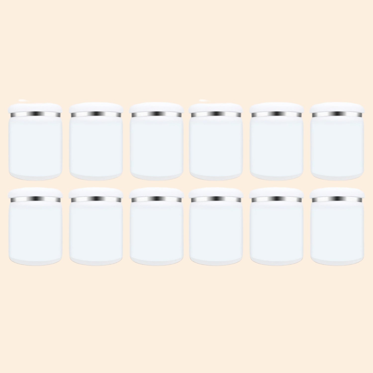 Clear cosmetic jars with silver lids
