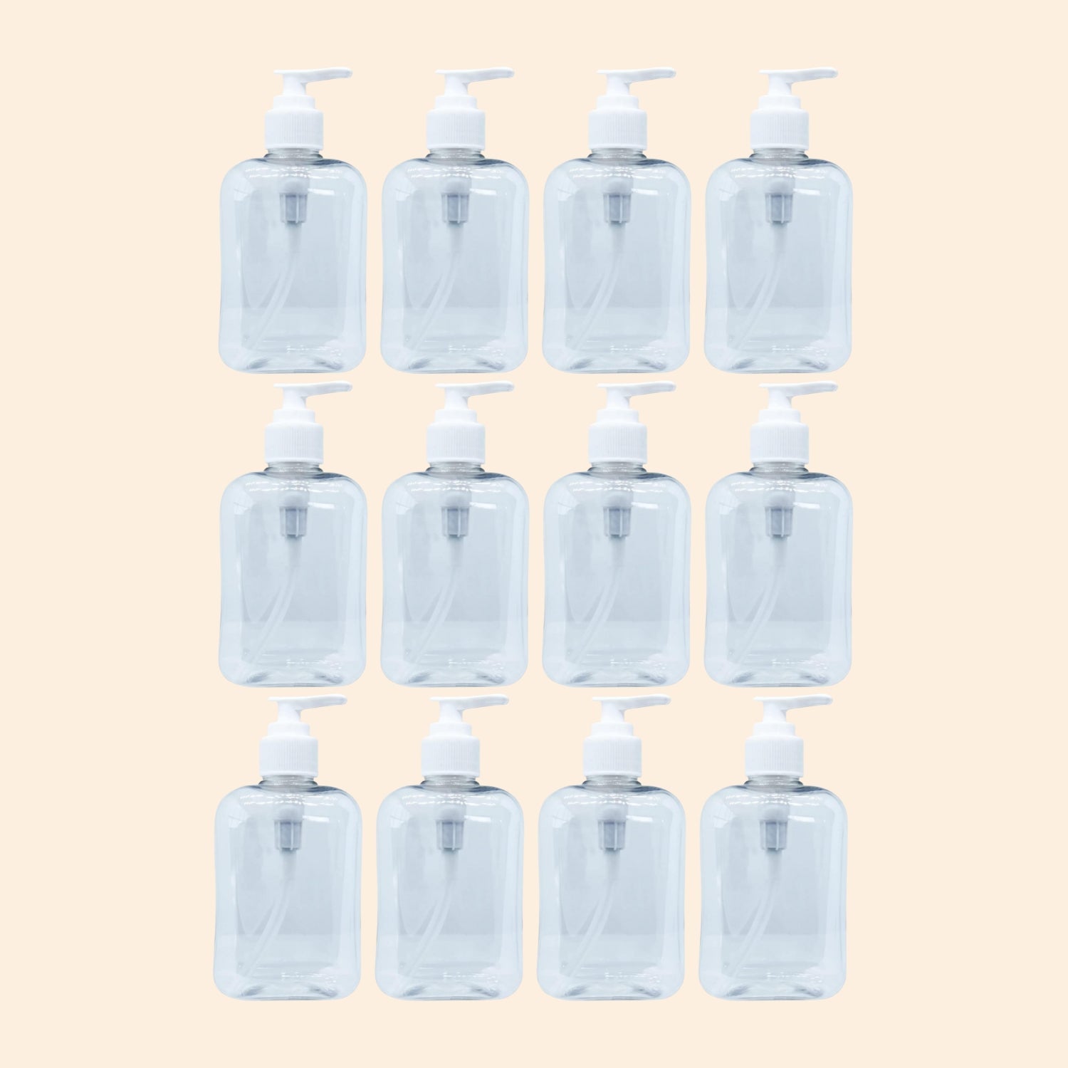 PET Clear Square Bottle with Pump - 250 ml