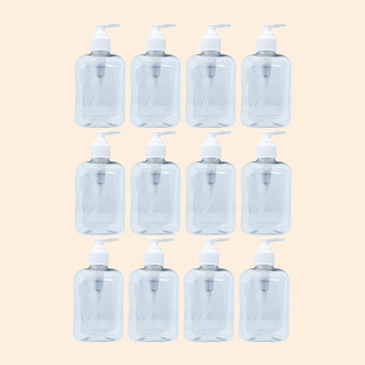 PET Clear Square Bottle with Pump - 250 ml
