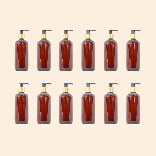 PET golden cap pump bottle - 300ml