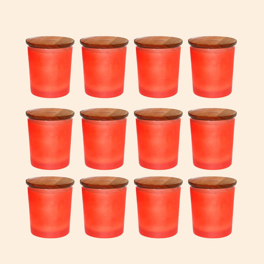 Amber Frosted Glass Jar with Lid