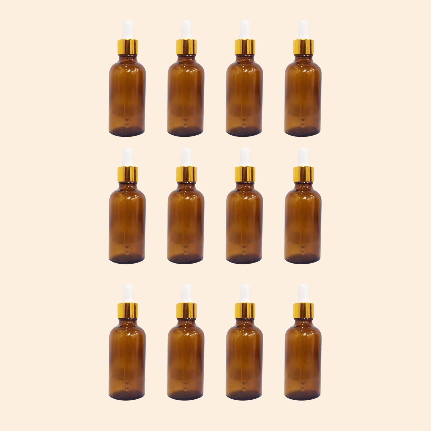 Glass Amber bottle with golden dropper & Funnel 18MM