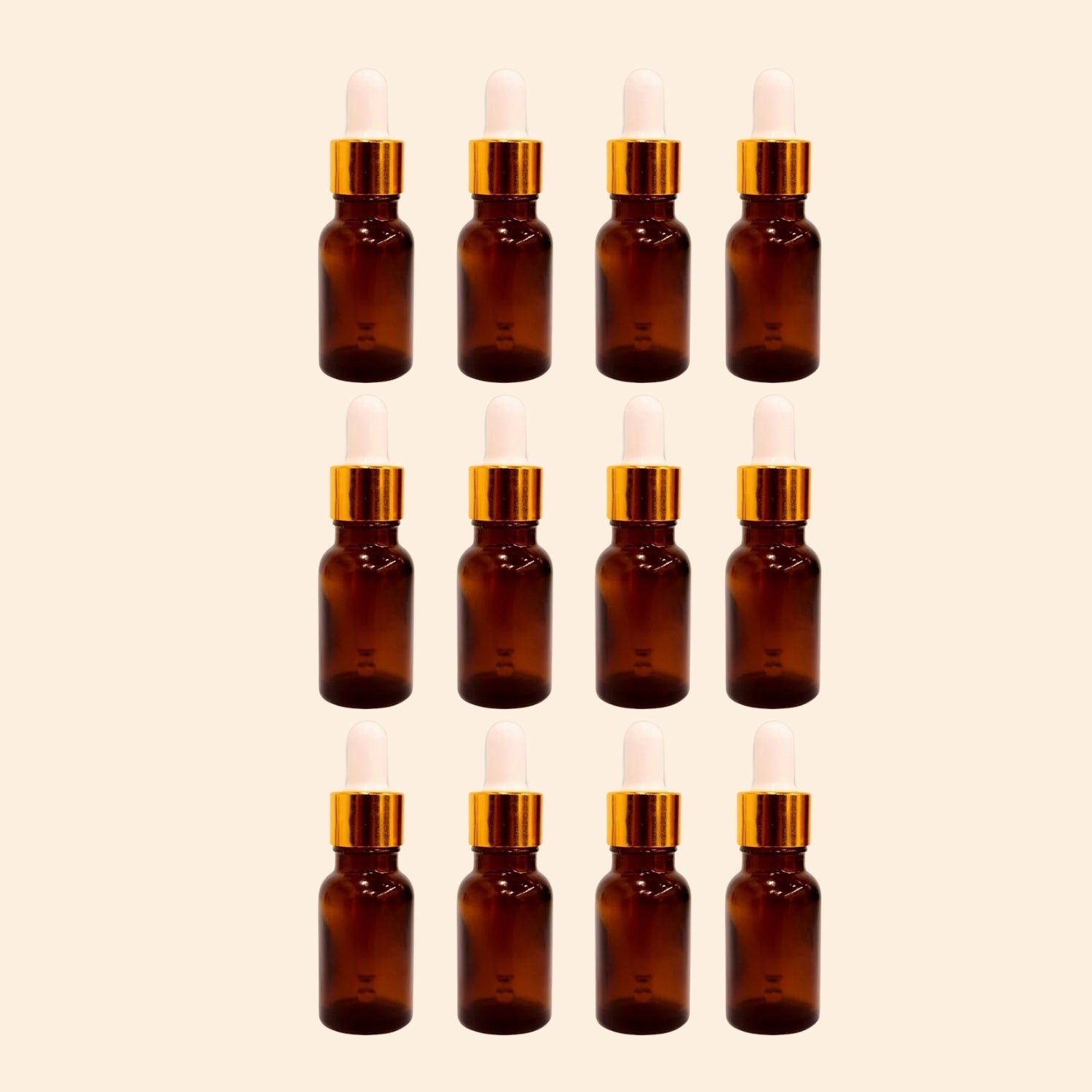 Glass Amber bottle with golden dropper & Funnel 18MM