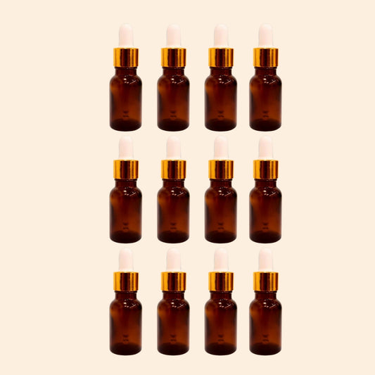 Glass Amber bottle with golden dropper & Funnel 18MM