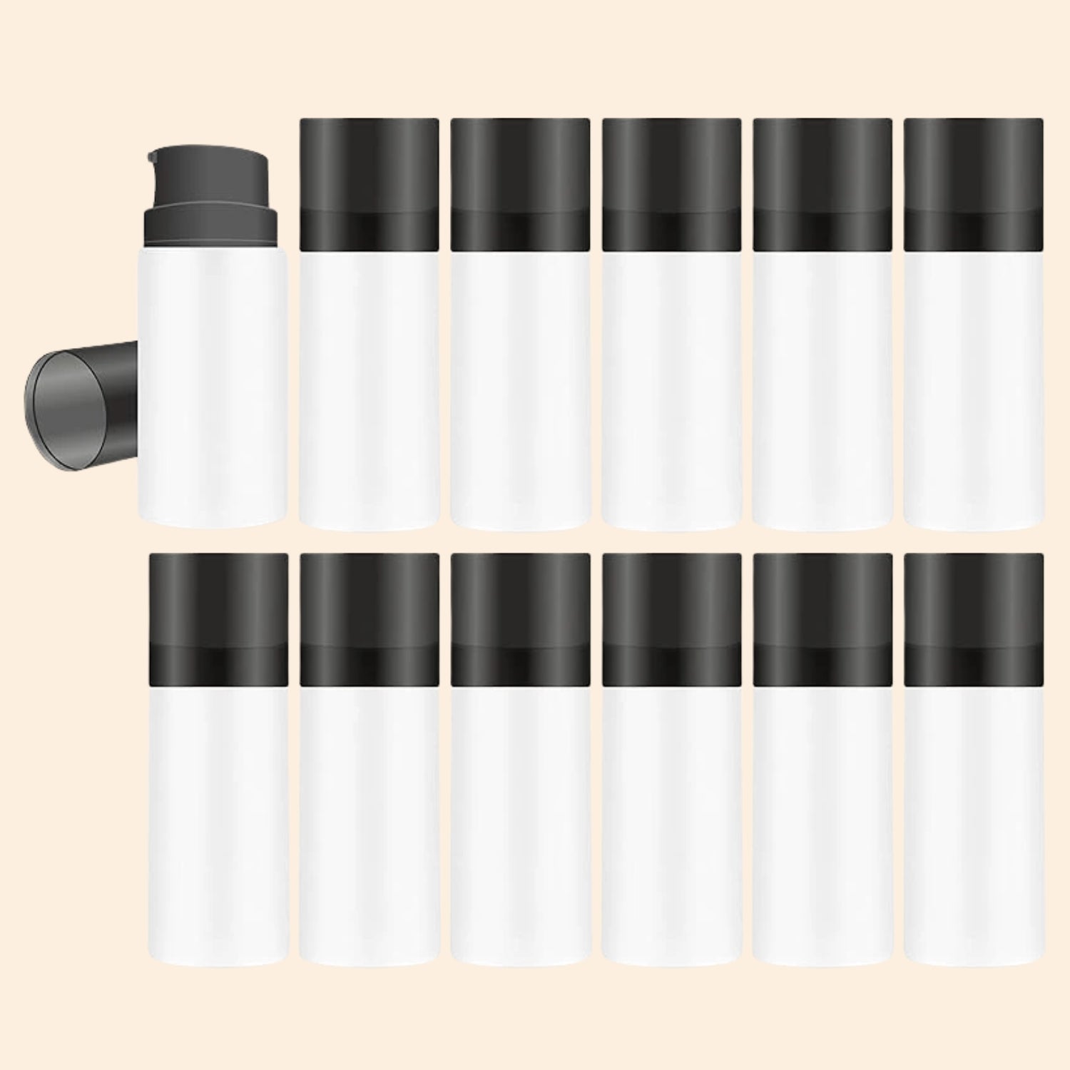 White Airless Bottle with Black Cap- 15ml